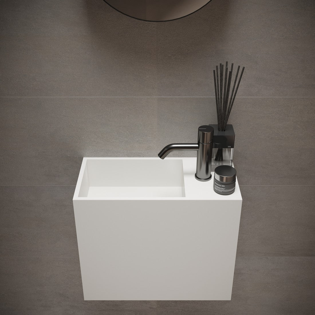 Ideavit SolidWash Wall - Mounted Sink – 18" Matte White – With Faucet Hole – –