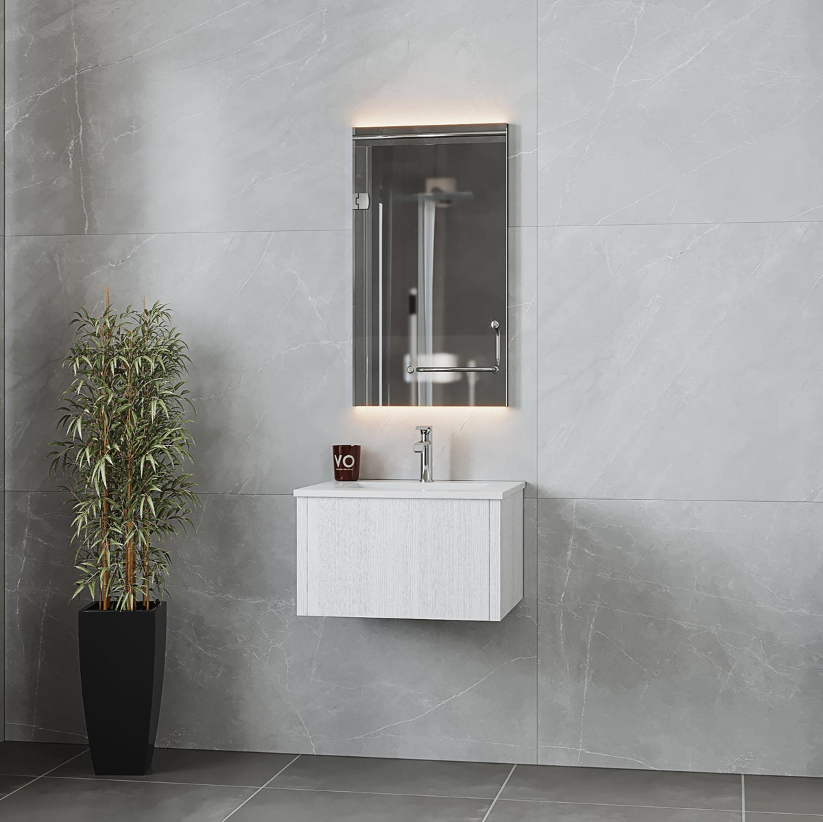 Laviva Legno 24" Alabaster White Bathroom Vanity with Matte White VIVA Stone Solid Surface Countertop – – –