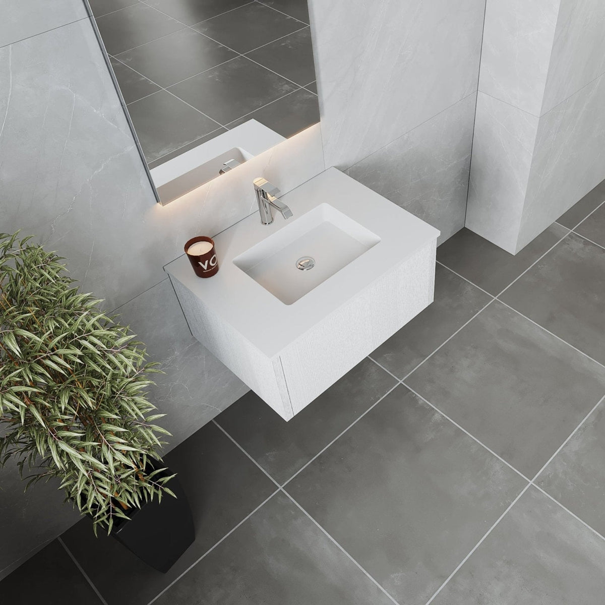 Laviva Legno 30" Alabaster White Bathroom Vanity with Matte White VIVA Stone Solid Surface Countertop – – –