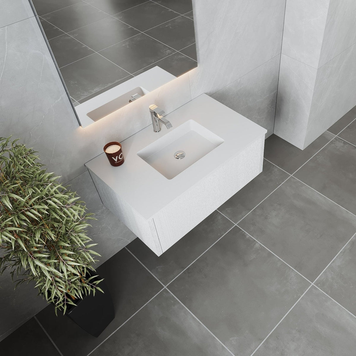 Laviva Legno 36" Alabaster White Bathroom Vanity with Matte White VIVA Stone Solid Surface Countertop – – –