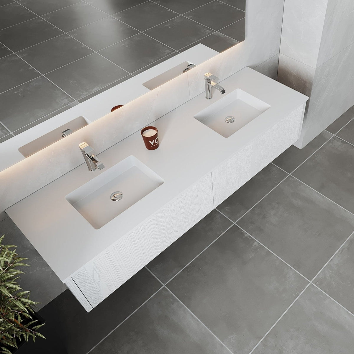 Laviva Legno 72" Alabaster White Double Sink Bathroom Vanity with Matte White VIVA Stone Solid Surface Countertop – – –