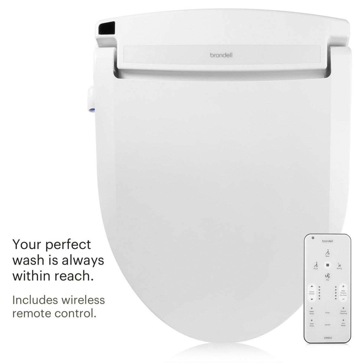 Brondell Swash Select DR802 Bidet Seat with Warm Air Dryer and Deodorizer – Elongated – White –