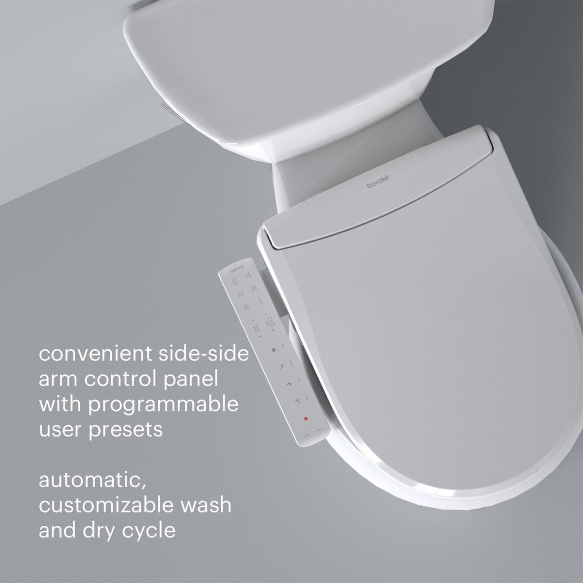 Brondell Swash Thinline T22 Luxury Bidet Toilet Seat with Side Arm Control – Elongated – White –