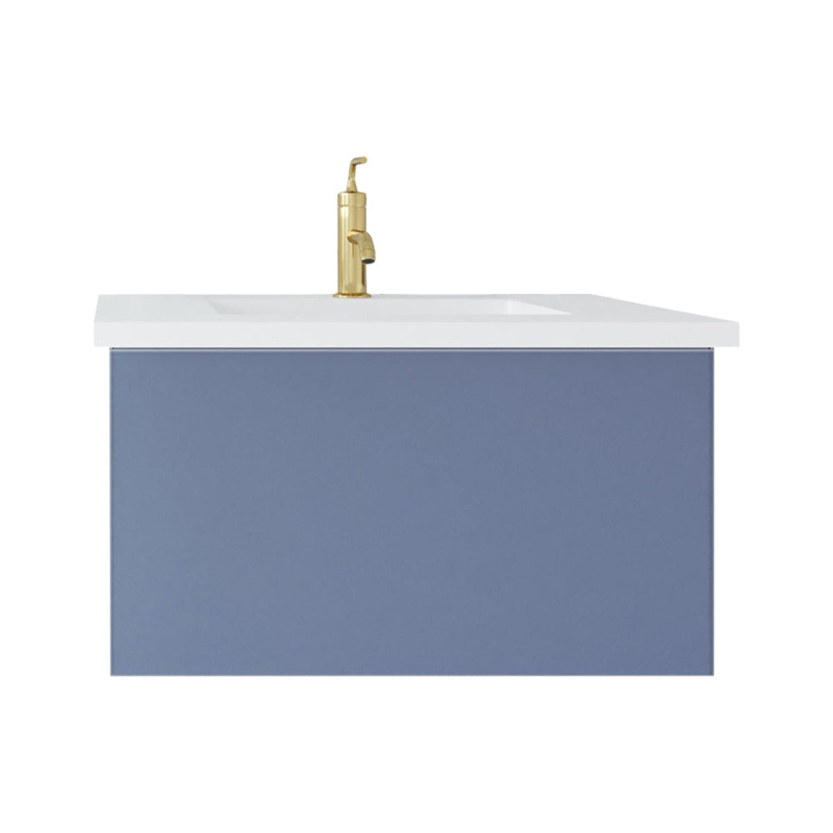 Laviva Vitri 30" Nautical Blue Bathroom Vanity with VIVA Stone Matte White Solid Surface Countertop – – –