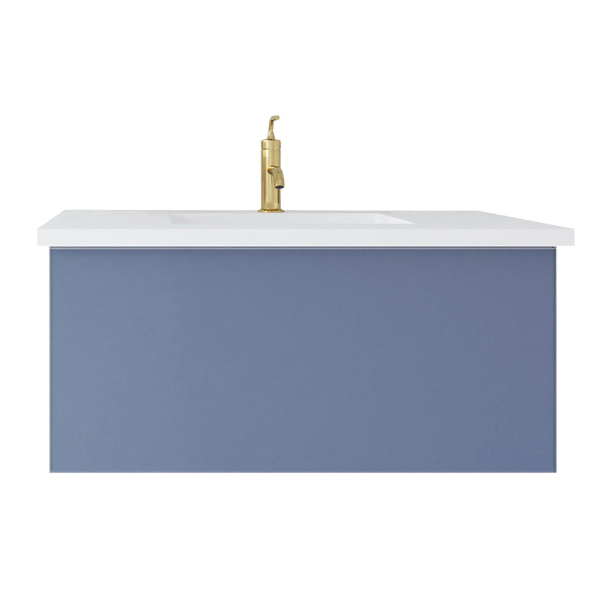Laviva Vitri 36" Nautical Blue Bathroom Vanity with VIVA Stone Matte White Solid Surface Countertop – – –