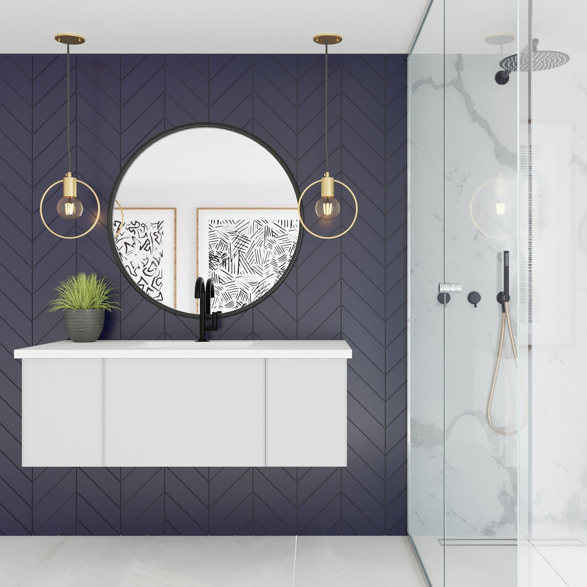 Laviva Vitri 48" Cloud White Bathroom Vanity with VIVA Stone Matte White Solid Surface Countertop – – –