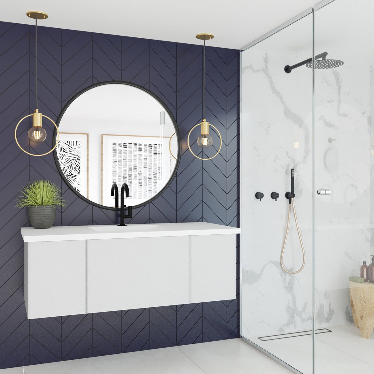 Laviva Vitri 48" Cloud White Bathroom Vanity with VIVA Stone Matte White Solid Surface Countertop – – –