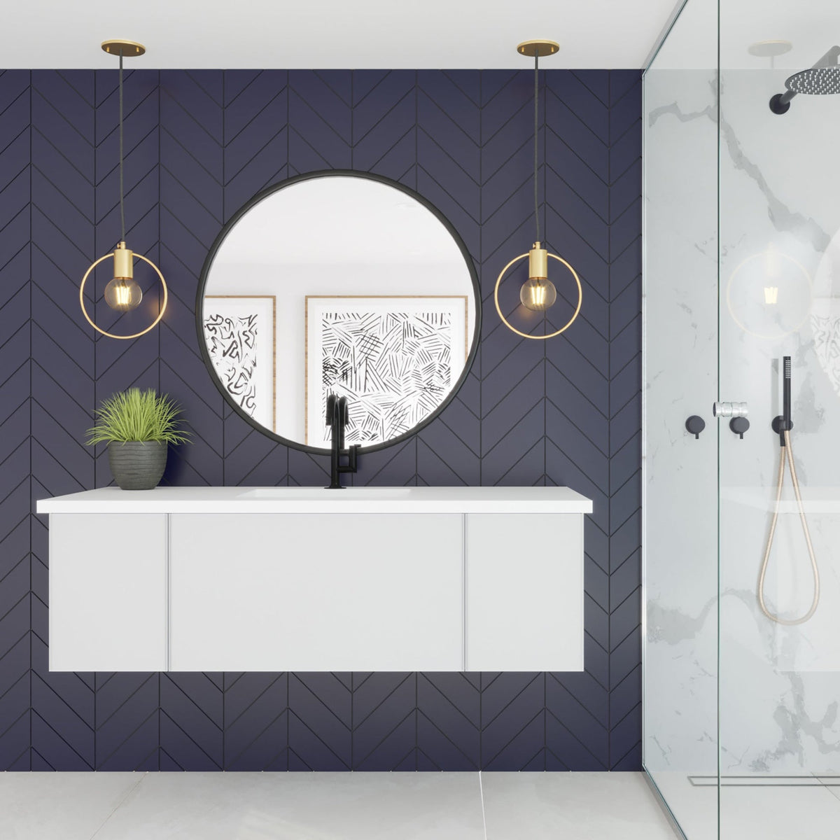 Laviva Vitri 54" Cloud White Bathroom Vanity with VIVA Stone Matte White Solid Surface Countertop – – –