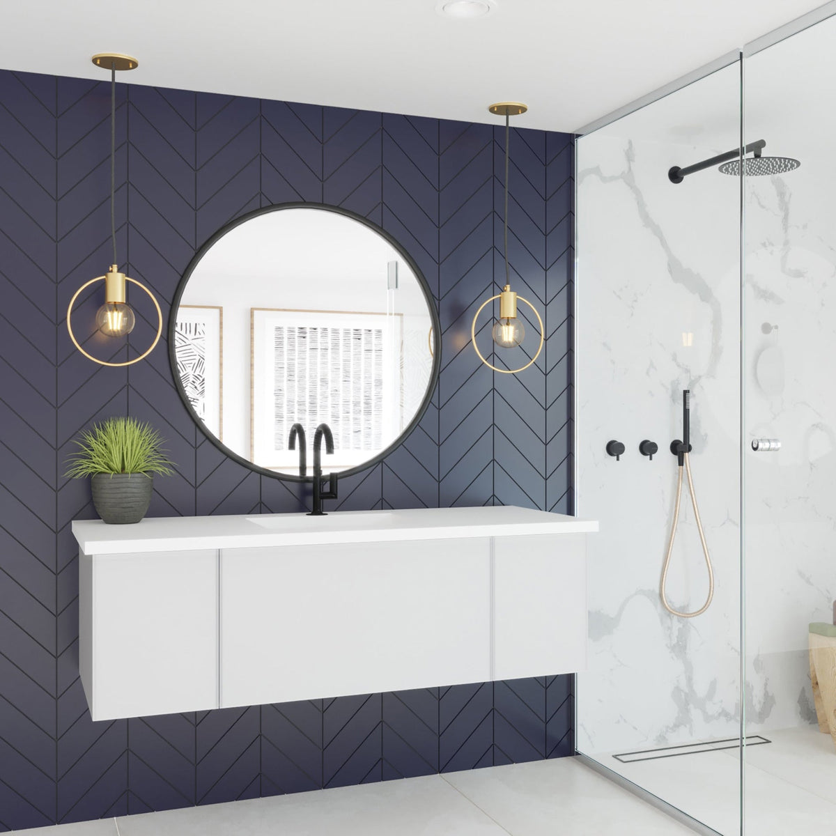 Laviva Vitri 54" Cloud White Bathroom Vanity with VIVA Stone Matte White Solid Surface Countertop – – –