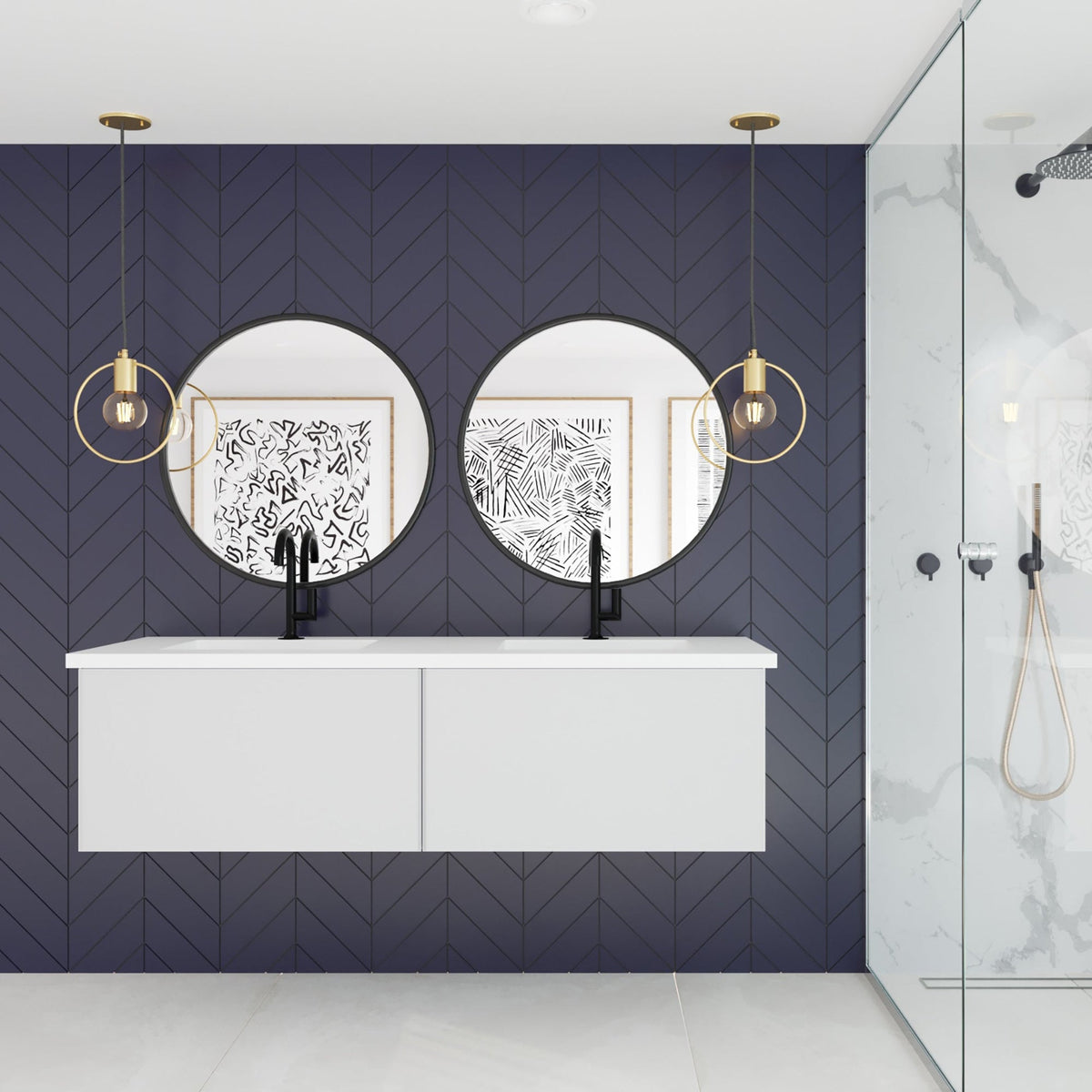 Laviva Vitri 60" Cloud White Double Sink Bathroom Vanity with VIVA Stone Matte White Solid Surface Countertop – – –