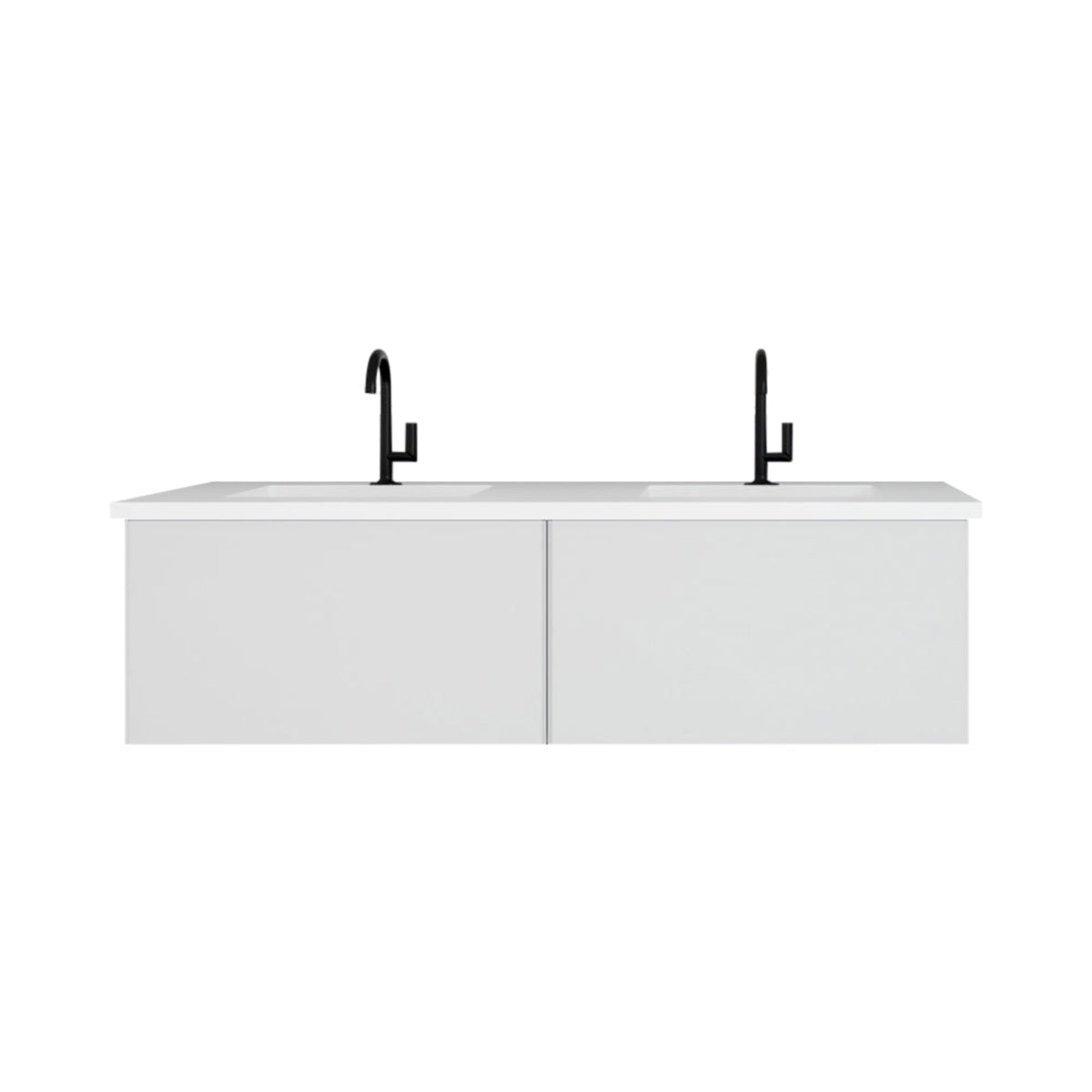 Laviva Vitri 60" Cloud White Double Sink Bathroom Vanity with VIVA Stone Matte White Solid Surface Countertop – – –