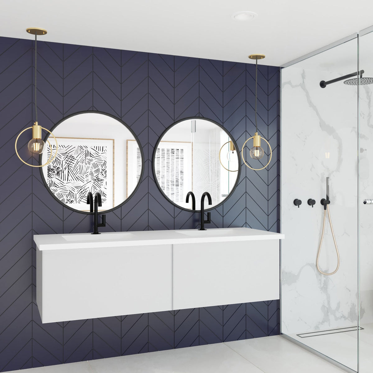 Laviva Vitri 60" Cloud White Double Sink Bathroom Vanity with VIVA Stone Matte White Solid Surface Countertop – – –