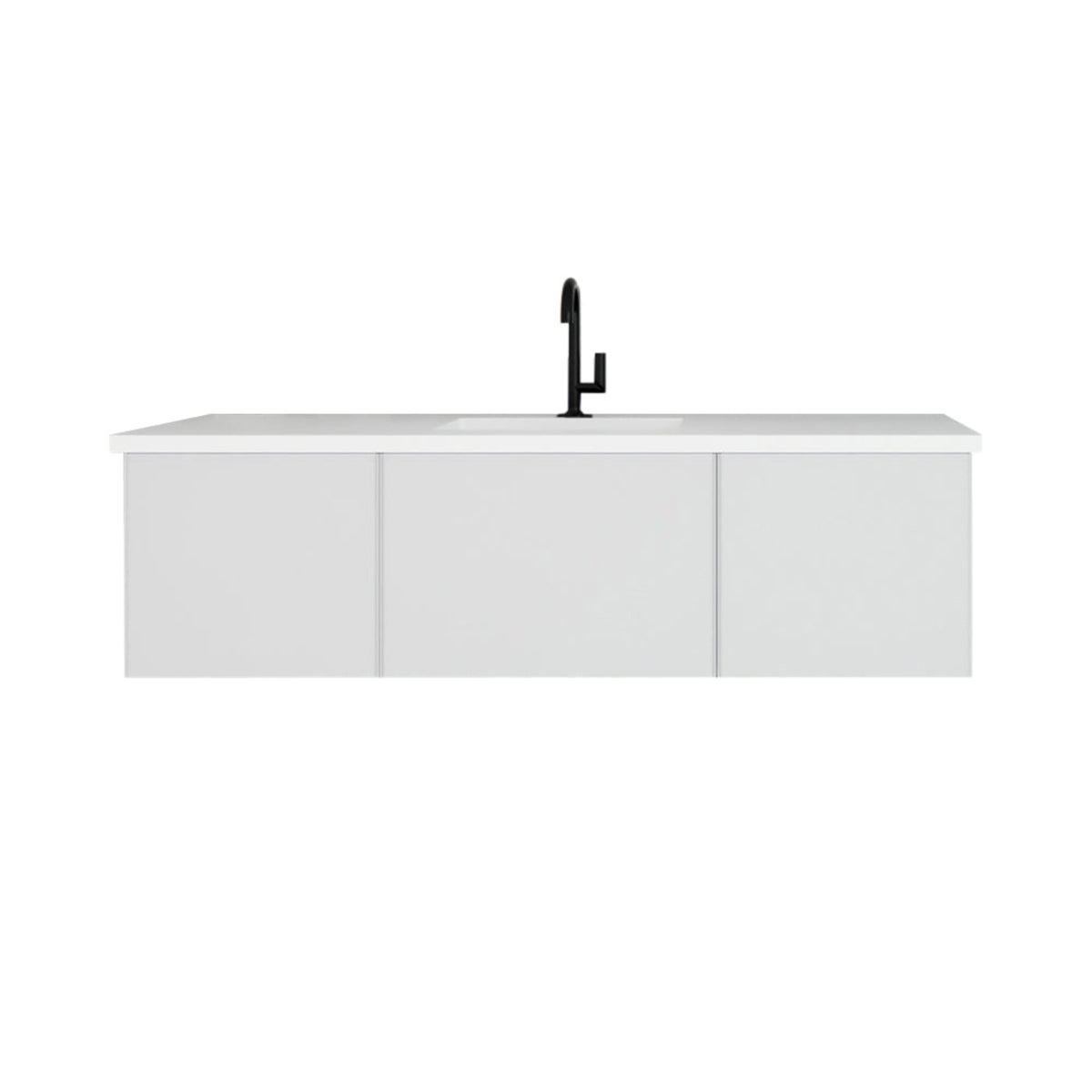 Laviva Vitri 60" Cloud White Single Sink Bathroom Vanity with VIVA Stone Matte White Solid Surface Countertop – – –