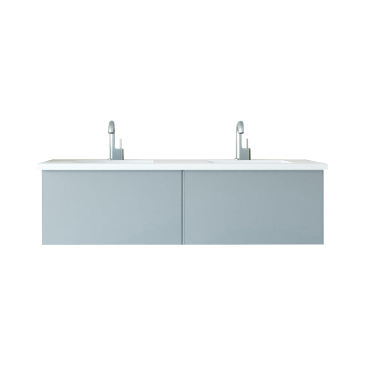 Laviva Vitri 60" Fossil Grey Double Sink Bathroom Vanity with VIVA Stone Matte White Solid Surface Countertop – – –