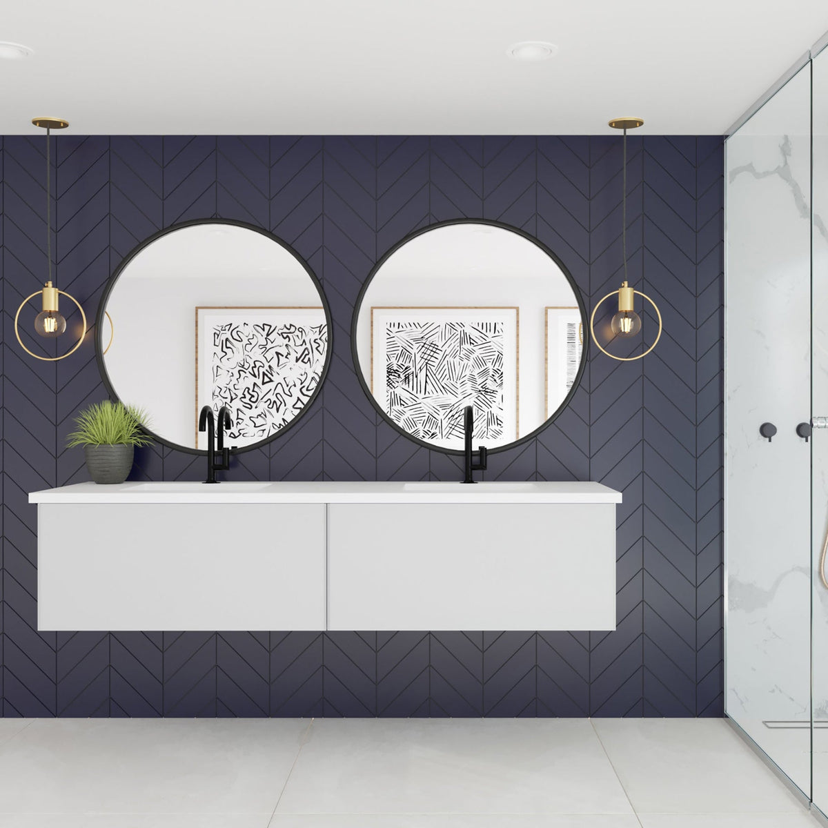 Laviva Vitri 72" Cloud White Double Sink Bathroom Vanity with VIVA Stone Matte White Solid Surface Countertop – – –