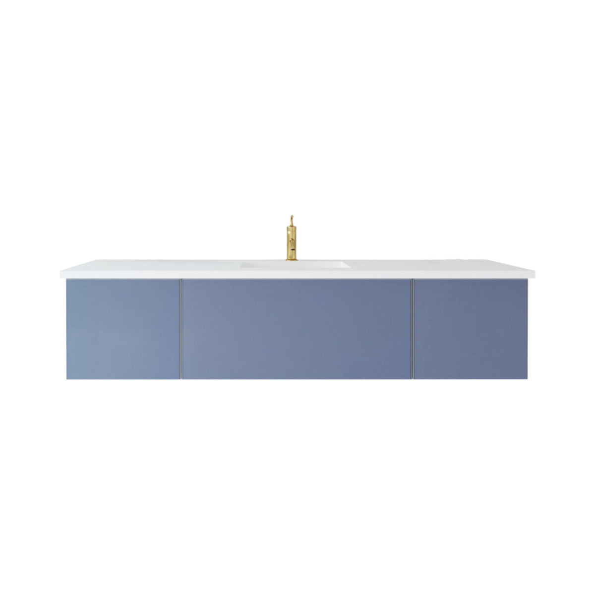 Laviva Vitri 72" Nautical Blue Single Sink Bathroom Vanity with VIVA Stone Matte White Solid Surface Countertop – – –