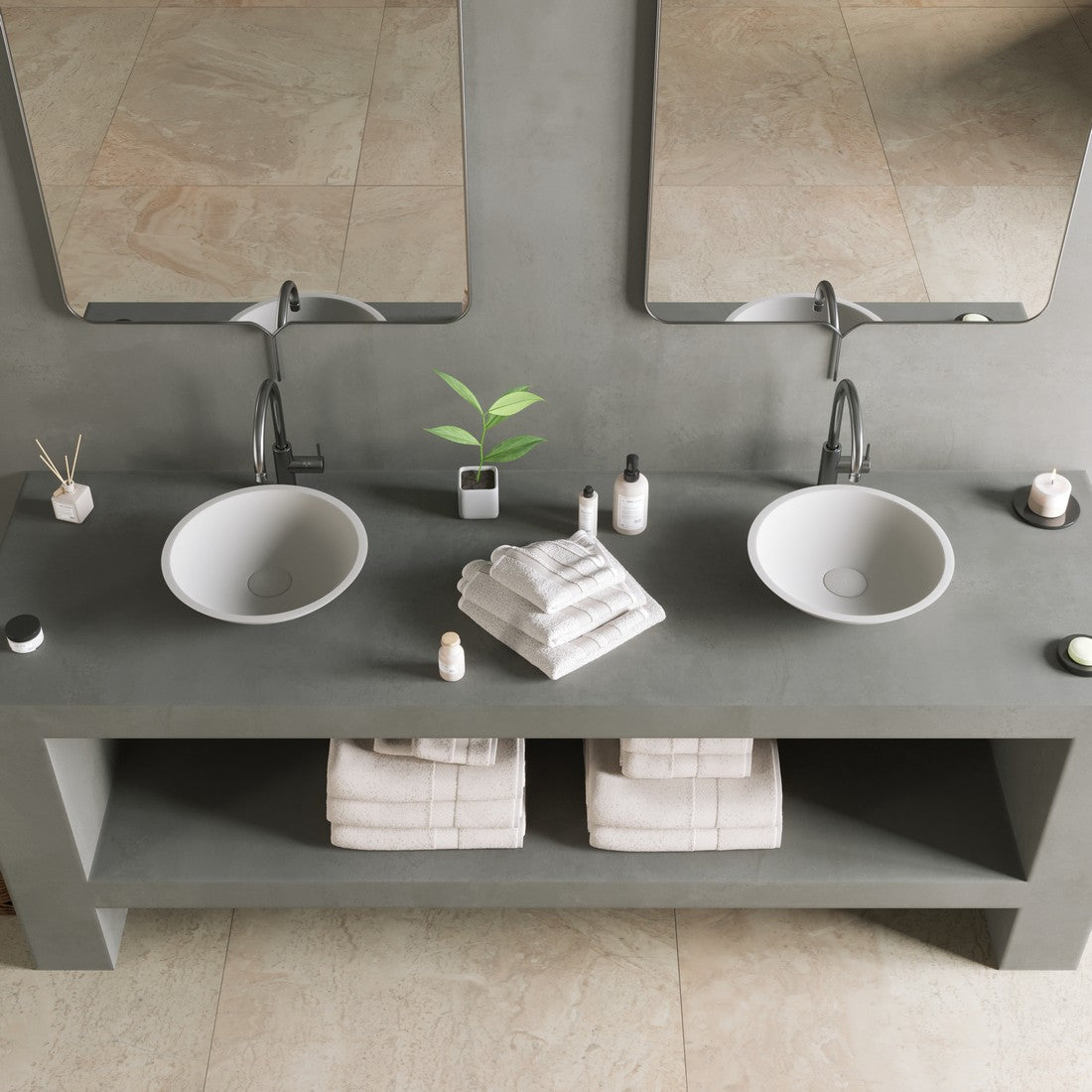 Ideavit SolidFox Vessel Sink – 14&quot; Matte White