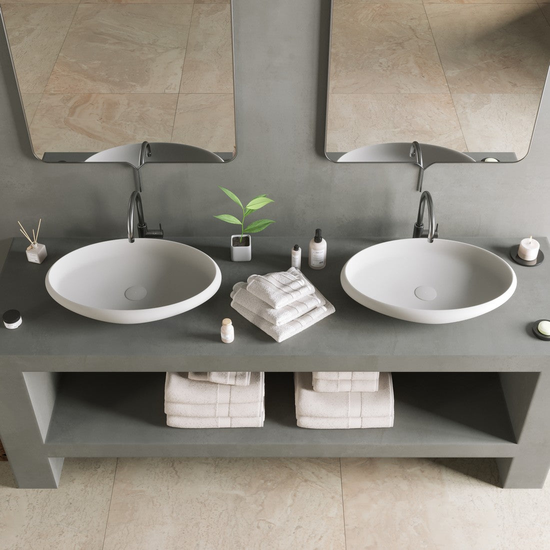 Ideavit SolidEgo 60 Vessel Sink – 24&quot; Matte White
