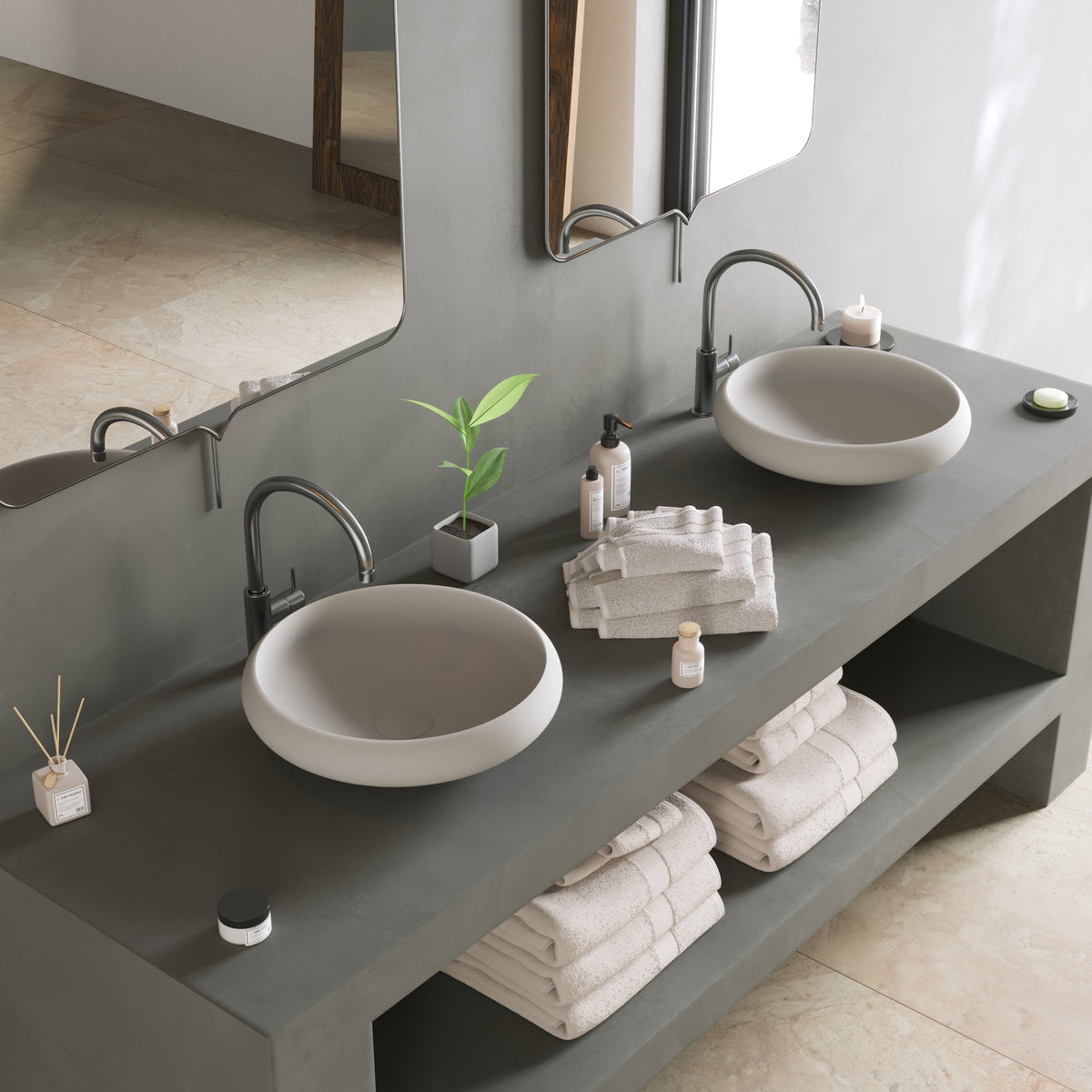 Ideavit SolidEgo 40 Vessel Sink – 16&quot; Matte White
