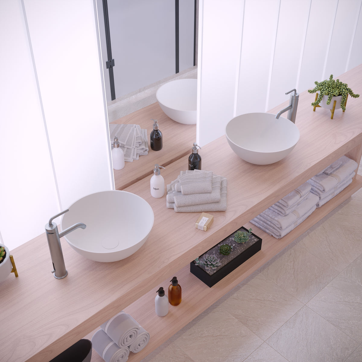 Ideavit SolidThin 39 Vessel Sink – 15″ Matte White / Two-Tone Finishes