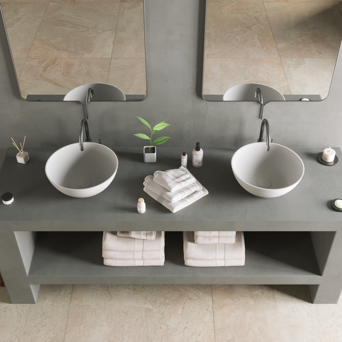 Ideavit SolidThin 39 Vessel Sink – 15″ Matte White / Two-Tone Finishes