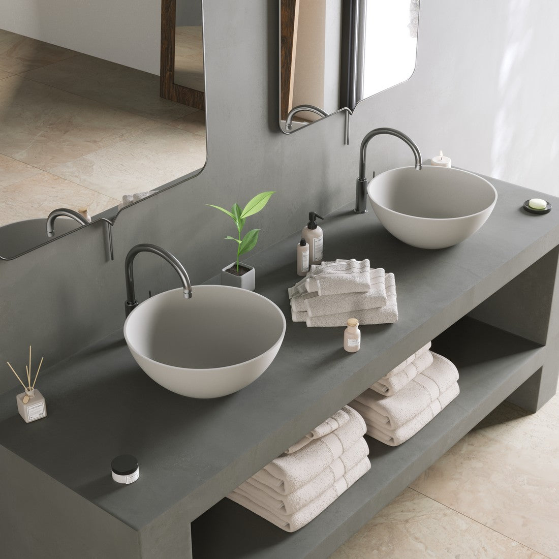Ideavit SolidThin 39 Vessel Sink – 15″ Matte White / Two-Tone Finishes
