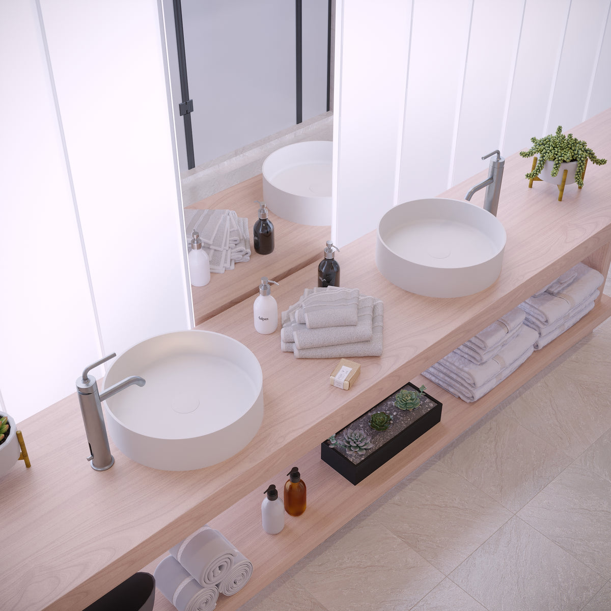 Ideavit SolidThin 40 Vessel Sink – 16&quot; Matte White / Two-Tone Finishes