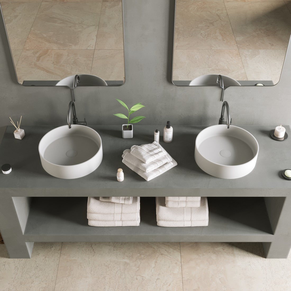 Ideavit SolidThin 40 Vessel Sink – 16&quot; Matte White / Two-Tone Finishes