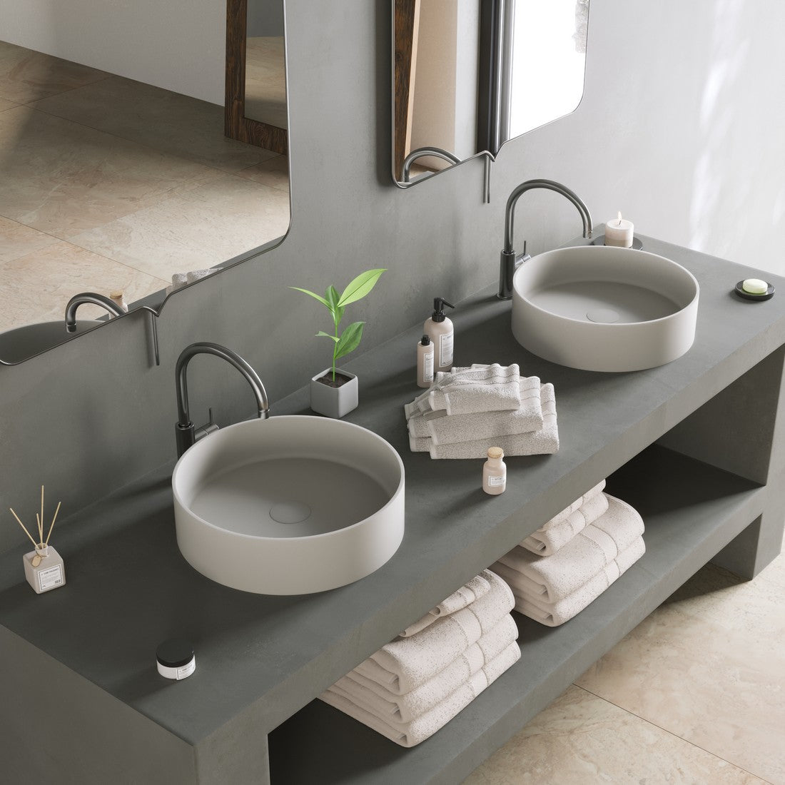 Ideavit SolidThin 40 Vessel Sink – 16&quot; Matte White / Two-Tone Finishes