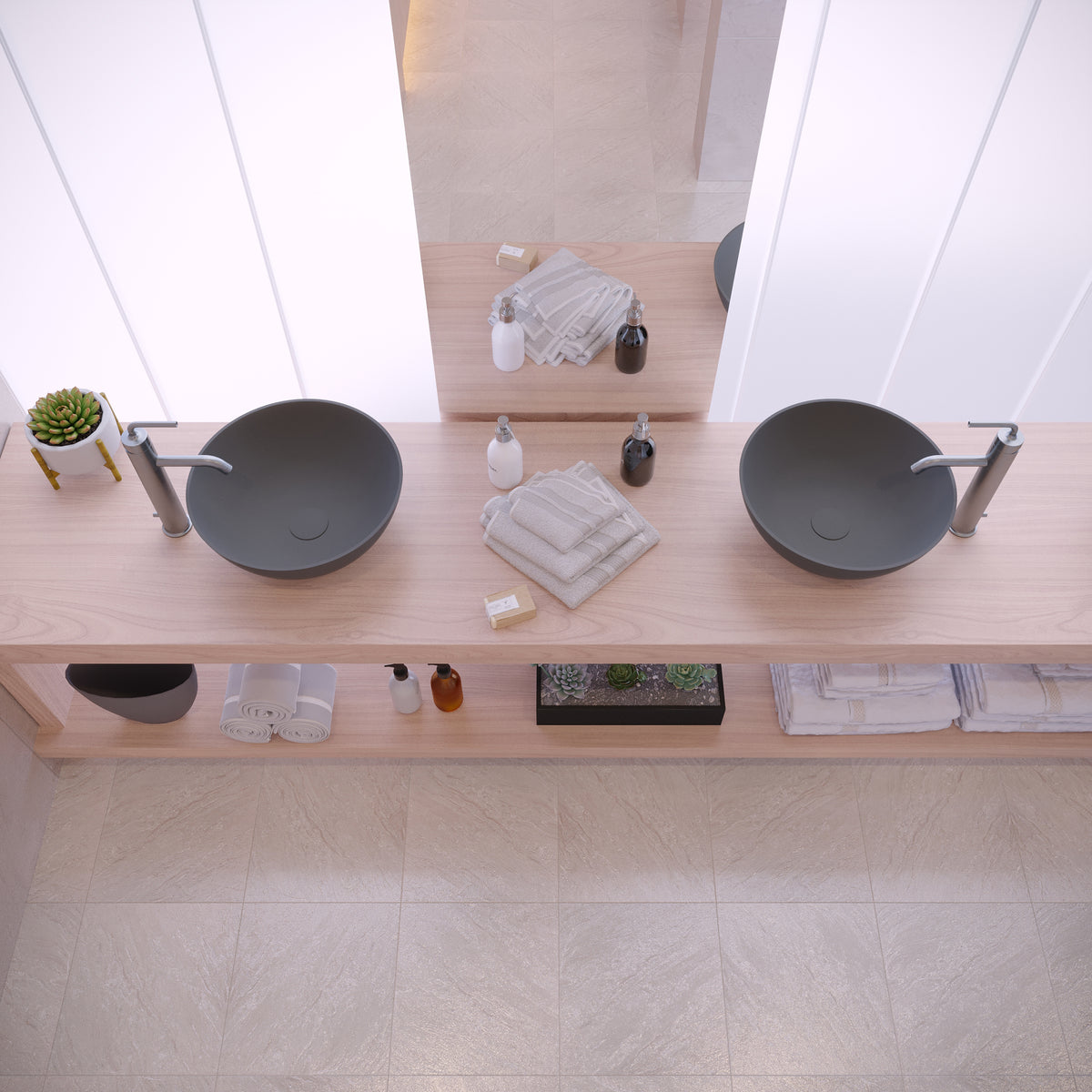 Ideavit SolidThin 39 Vessel Sink – 15″ Matte White / Two-Tone Finishes