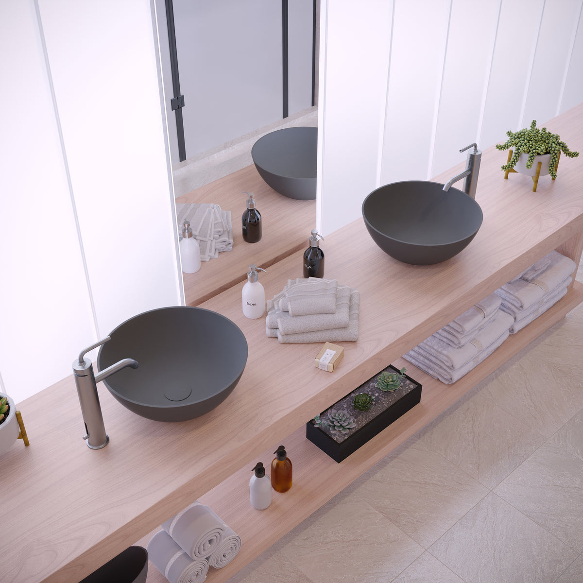 Ideavit SolidThin 39 Vessel Sink – 15″ Matte White / Two-Tone Finishes