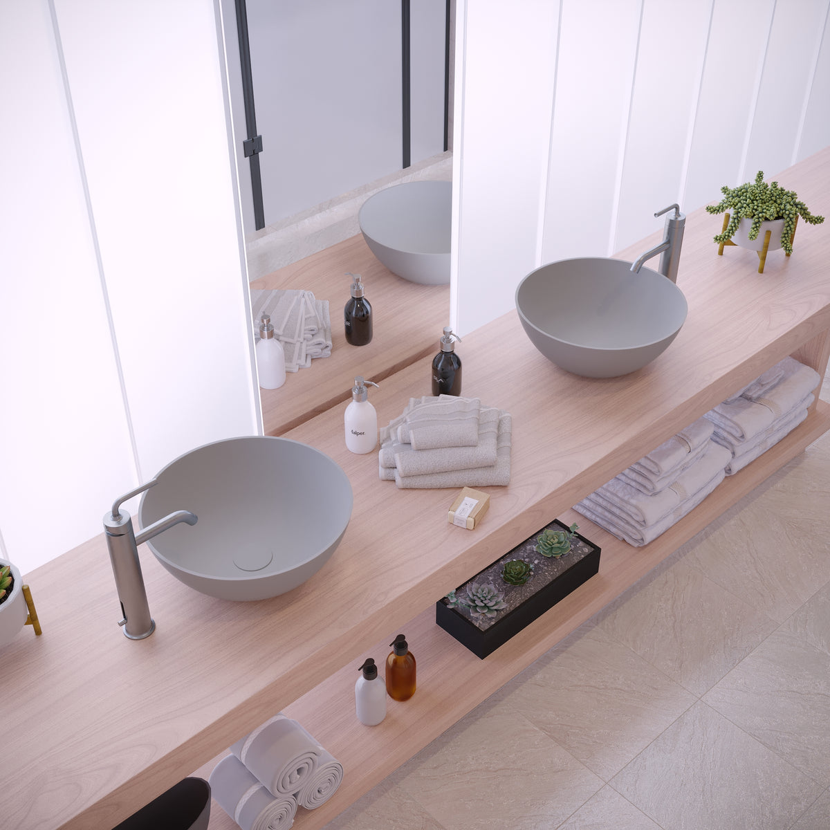 Ideavit SolidThin 39 Vessel Sink – 15″ Matte White / Two-Tone Finishes