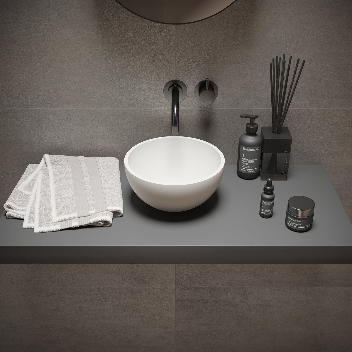 Ideavit SolidMicro Vessel Sink – 9&quot; Matte White / Dark Grey
