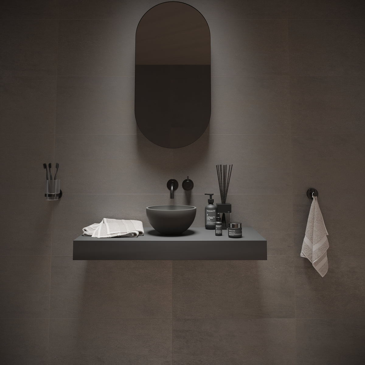 Ideavit SolidMicro Vessel Sink – 9&quot; Matte White / Dark Grey