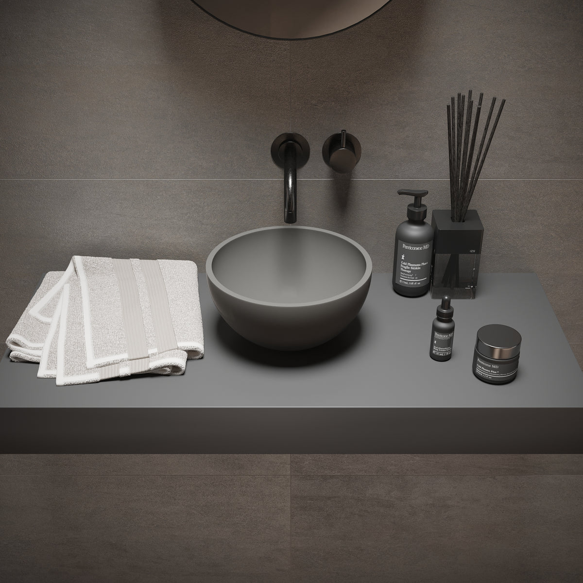 Ideavit SolidMicro Vessel Sink – 9&quot; Matte White / Dark Grey