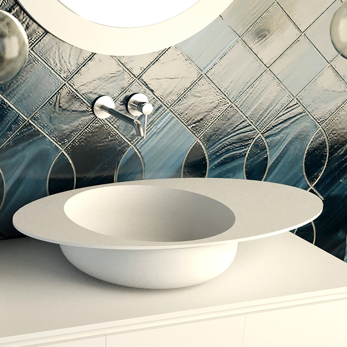 Ideavit SolidCap 8.0 Vessel Sink – 32&quot; Matte White