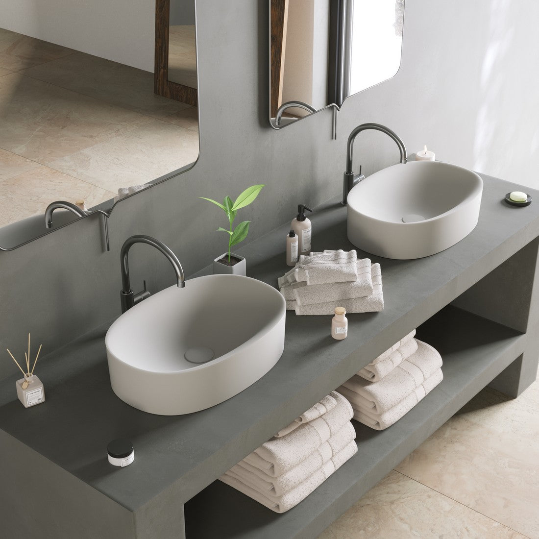 Ideavit SolidCliff 50 Vessel Sink – 20&quot; Matte White