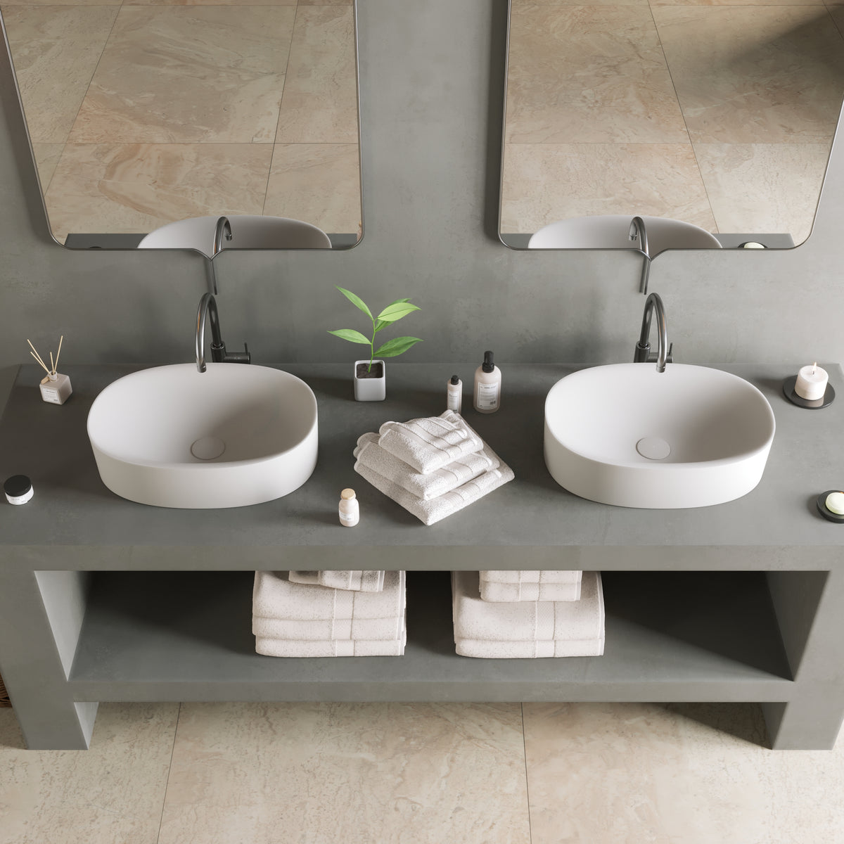 Ideavit SolidCliff 50 Vessel Sink – 20&quot; Matte White