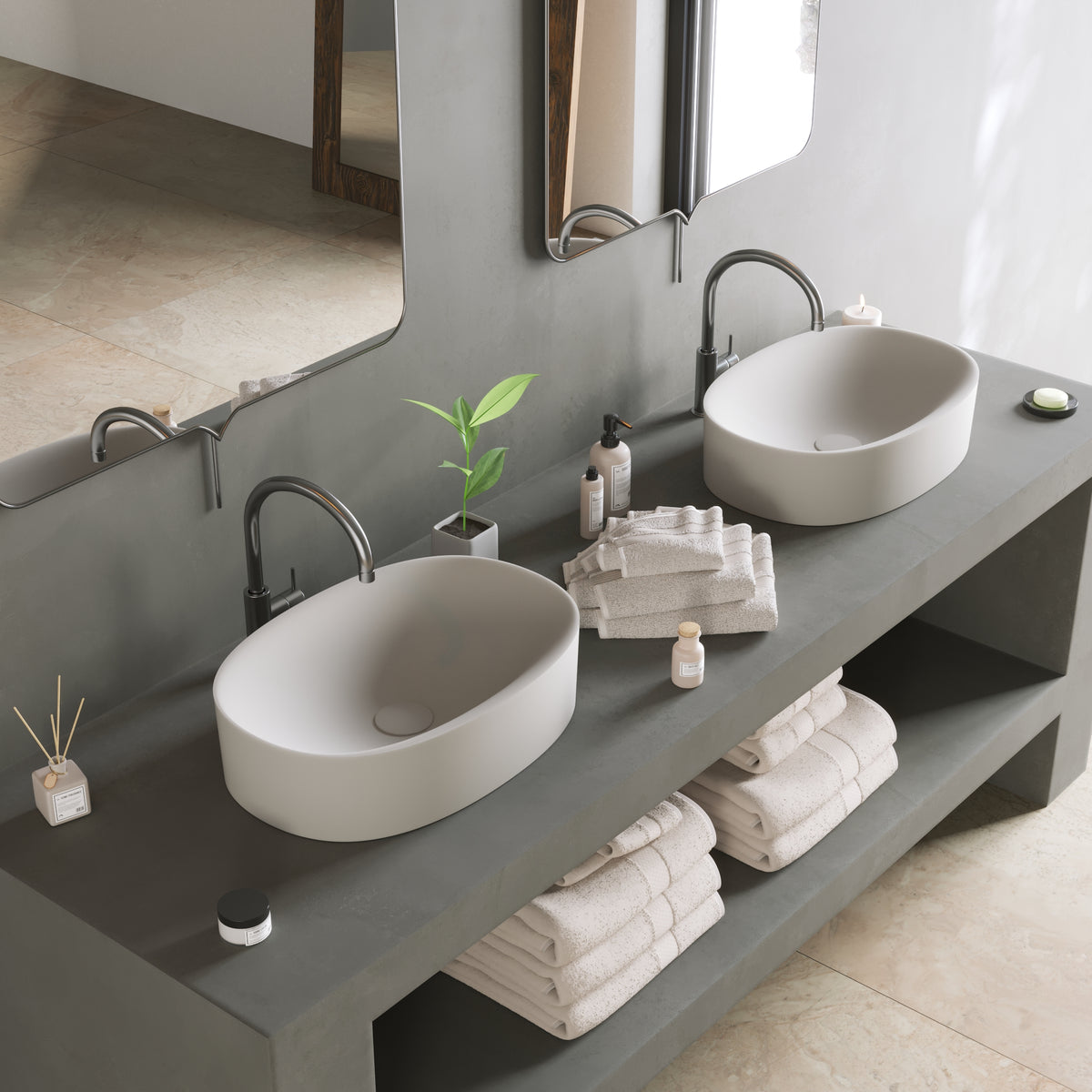Ideavit SolidCliff 50 Vessel Sink – 20&quot; Matte White
