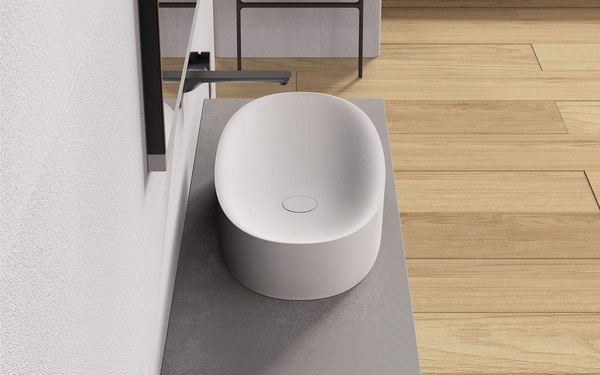 Ideavit SolidCliff 70 Vessel Sink – 28&quot; Matte White