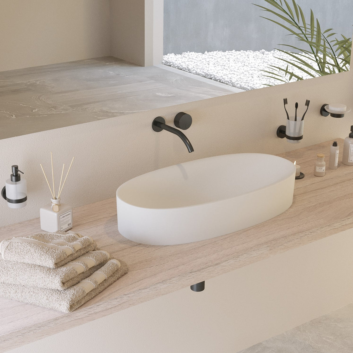 Ideavit SolidCliff 70 Vessel Sink – 28&quot; Matte White