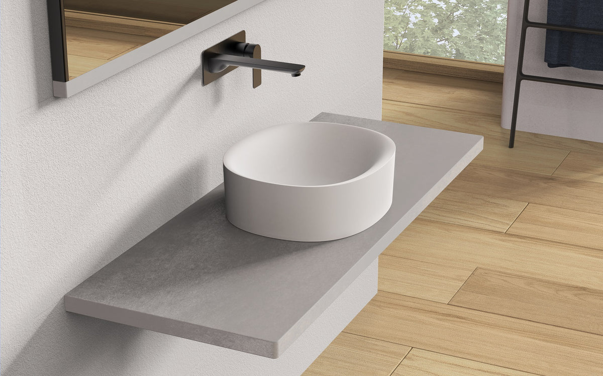 Ideavit SolidCliff 40 Vessel Sink – 16&quot; Matte White