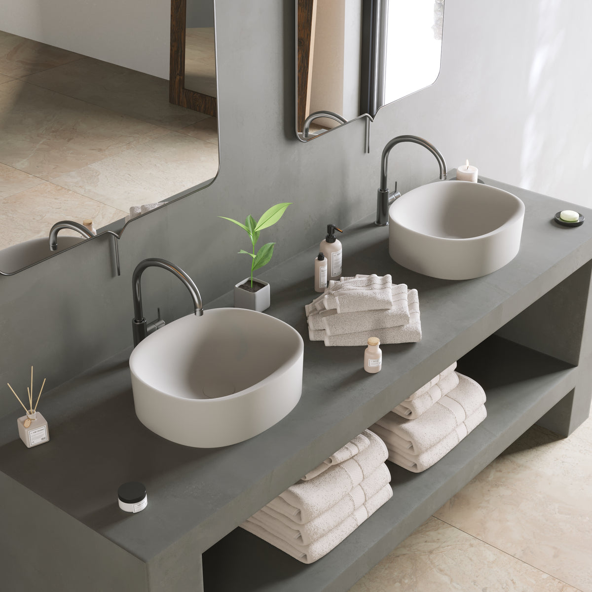 Ideavit SolidCliff 40 Vessel Sink – 16&quot; Matte White