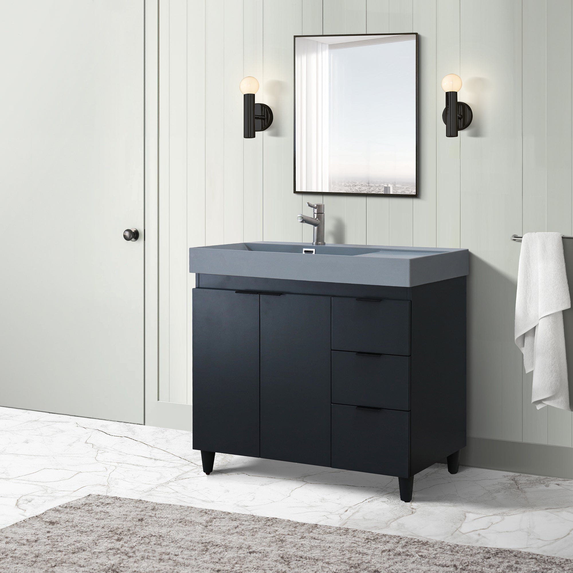 39 in. Single Sink Vanity in Dark Gray with Dark Gray Composite Granite Sink Top - Bellaterra Home - Mihodo