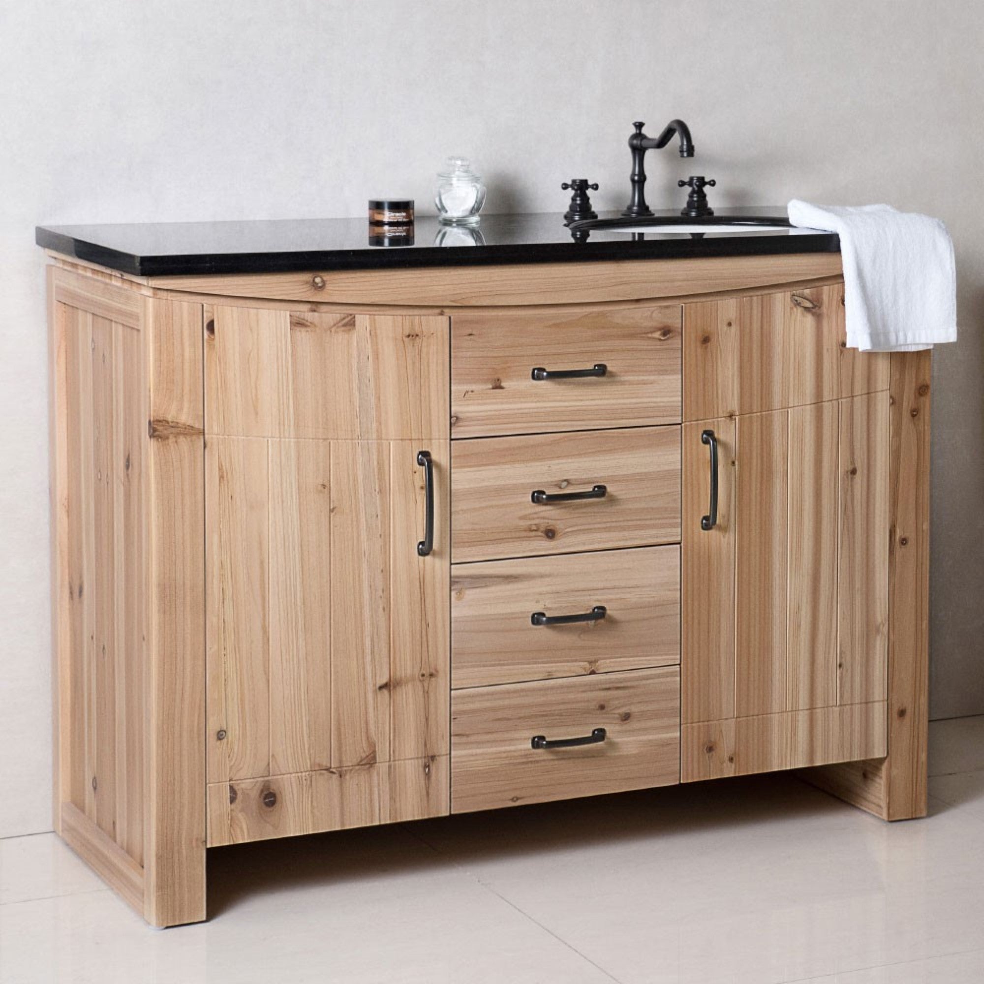 48 in. Single Sink Vanity - Solid Fir - Natural Black Galaxy Top Finish - Bellaterra Home - Mihodo