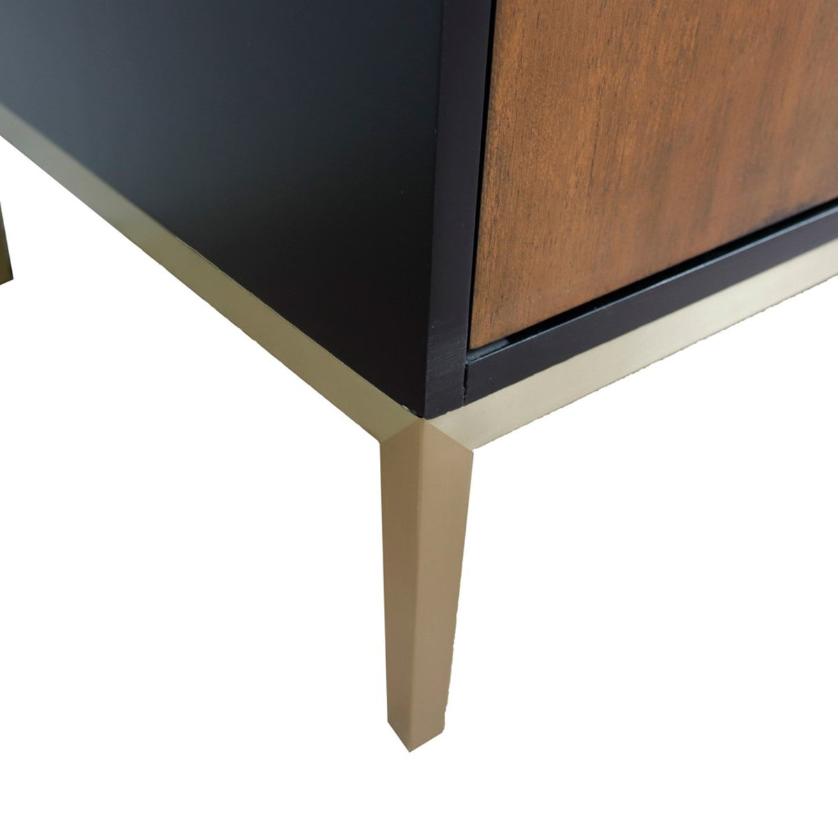 61&quot; Double Sink Vanity in Walnut and Black Finish with White Quartz and Rectangle Sinks - Bellaterra Home - Mihodo