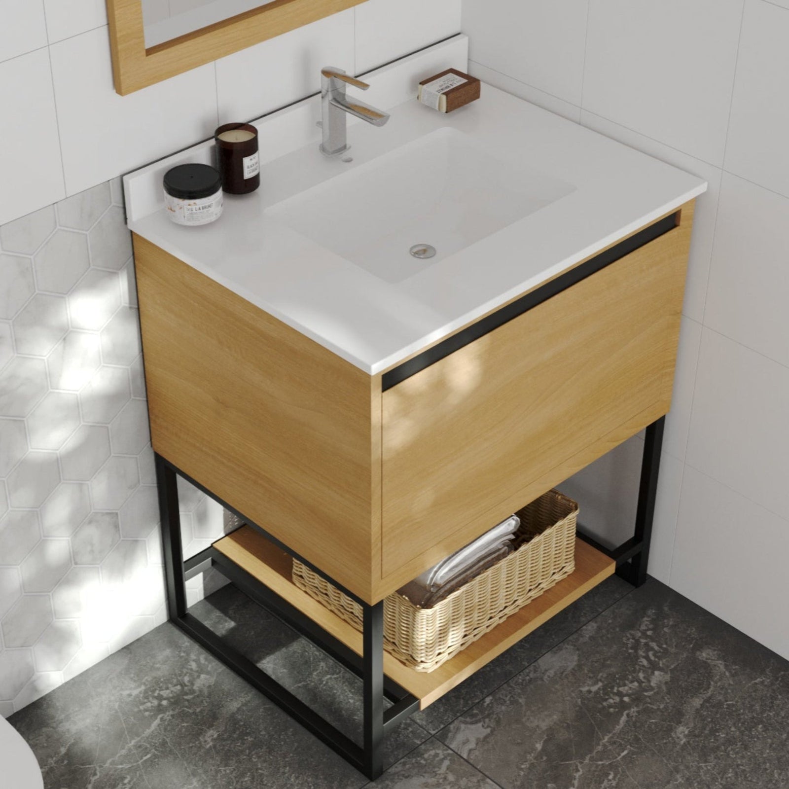 Laviva Alto 30" California White Oak Bathroom Vanity with White Quartz Countertop – – –