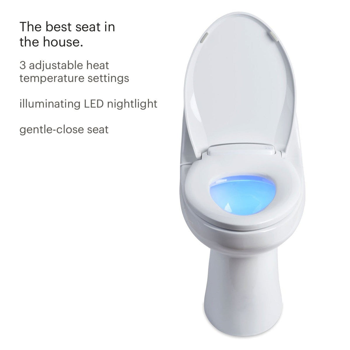 Brondell LumaWarm Heated Nightlight Toilet Seat – Round – Biscuit –