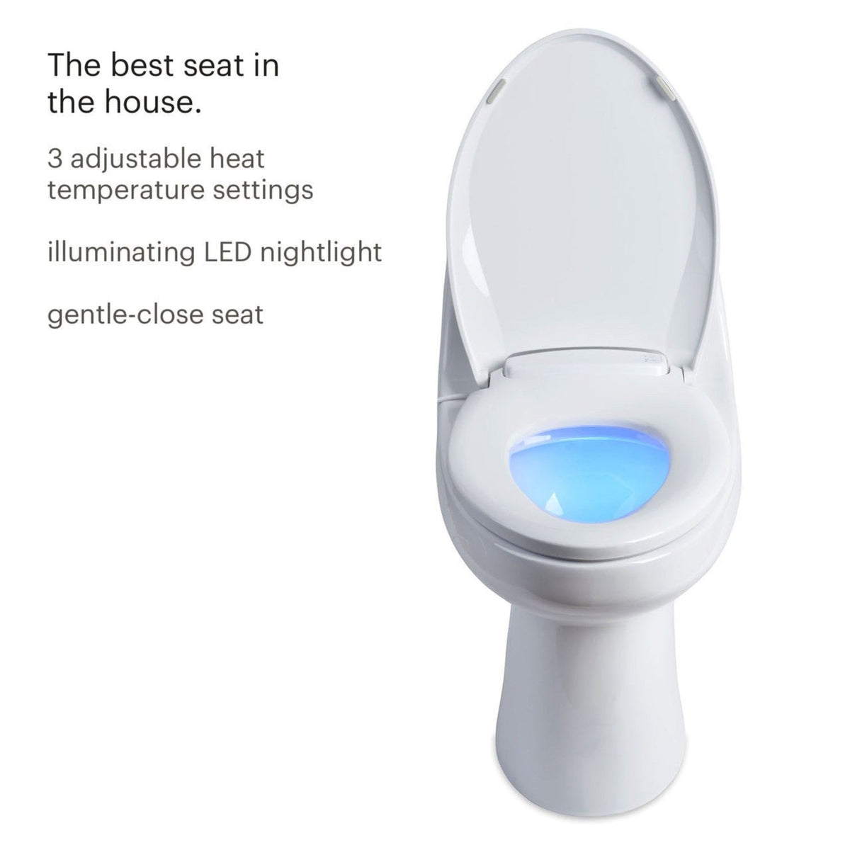 Brondell LumaWarm Heated Nightlight Toilet Seat – Round – Biscuit –