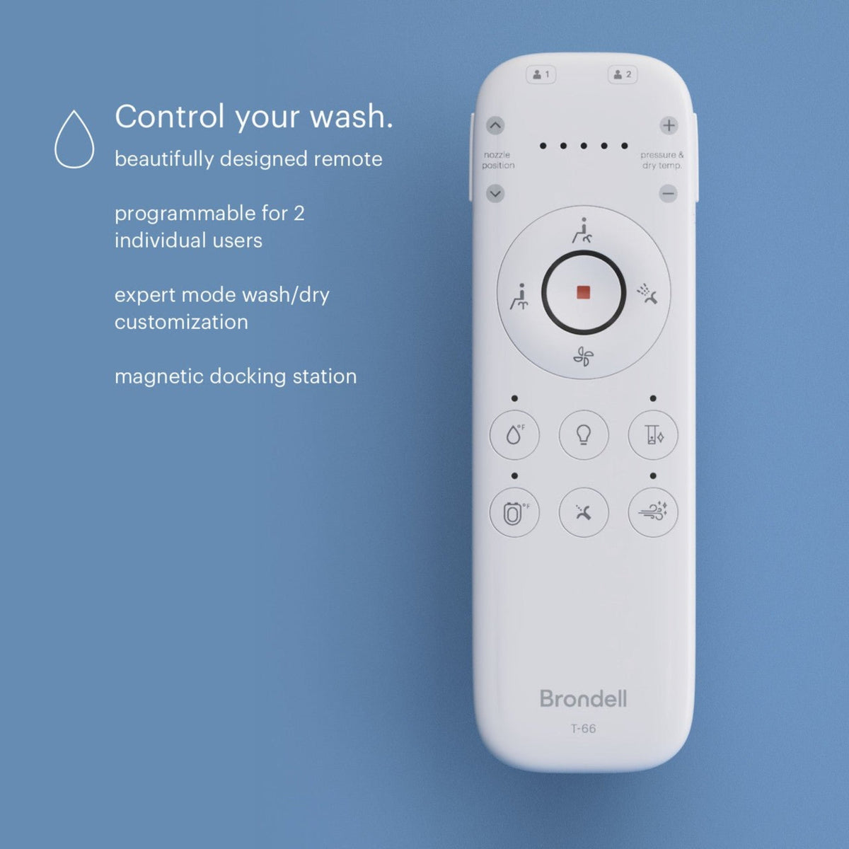 Brondell Swash Eco Thinline T66 Electronic Luxury Bidet Toilet Seat with Remote Control – Elongated – White –